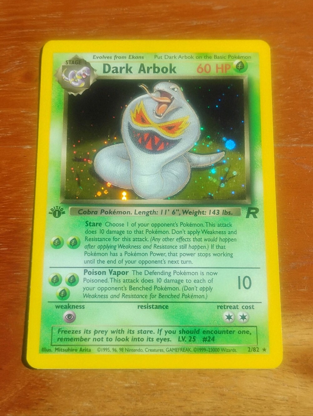 LP WOTC 2000 1st Edition Holo Dark Arbok 2/82 Team Rocket Set Pokemon Card